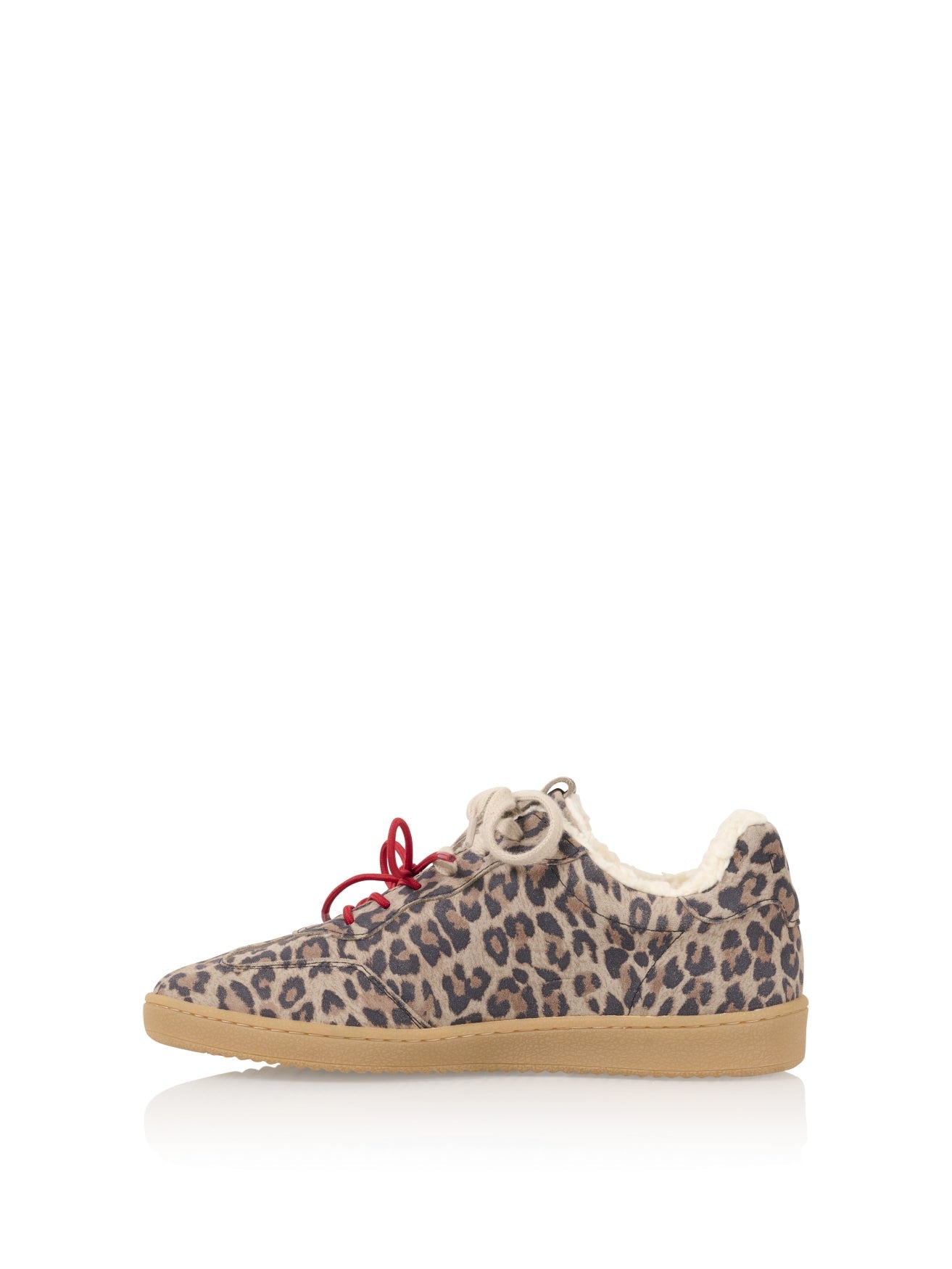 CARPI Leopard Teddy Sneaker | Beige/Rot