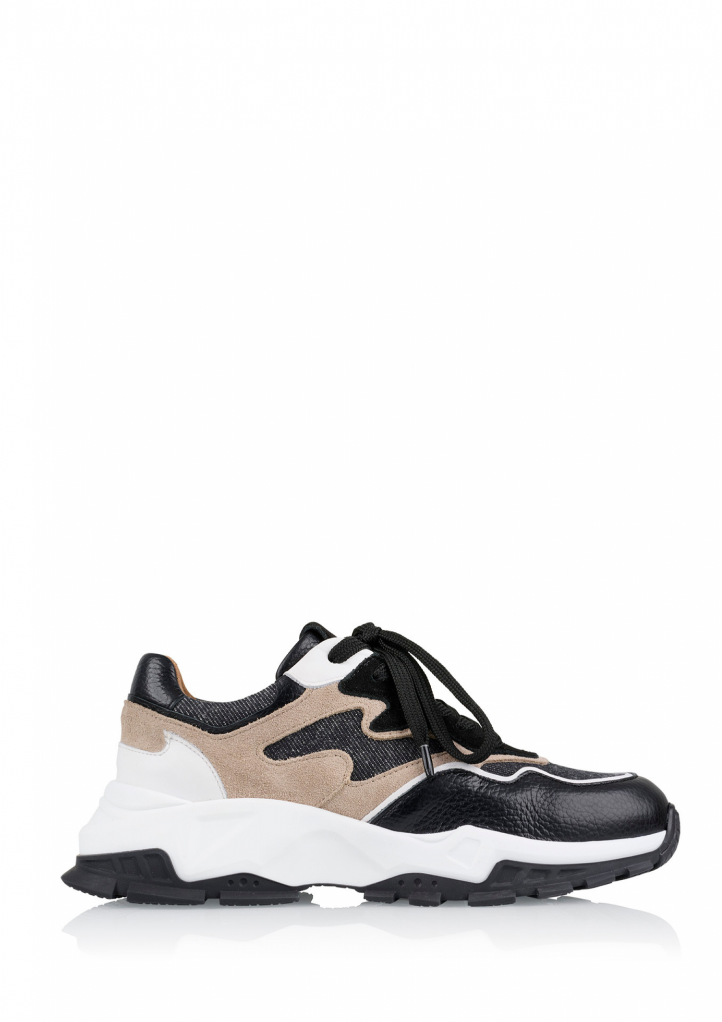CHESTER Denim-Sneaker | Schwarz/Beige