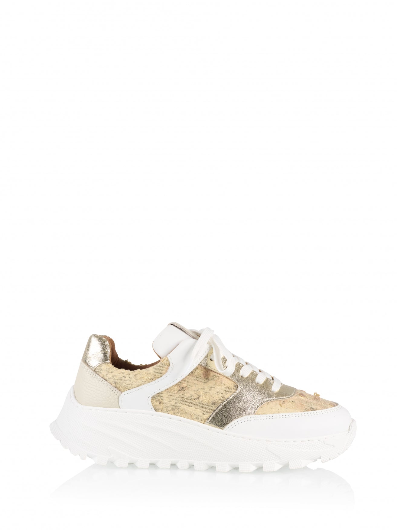 FAIRLIE snake - Sneakers | White / Champagne