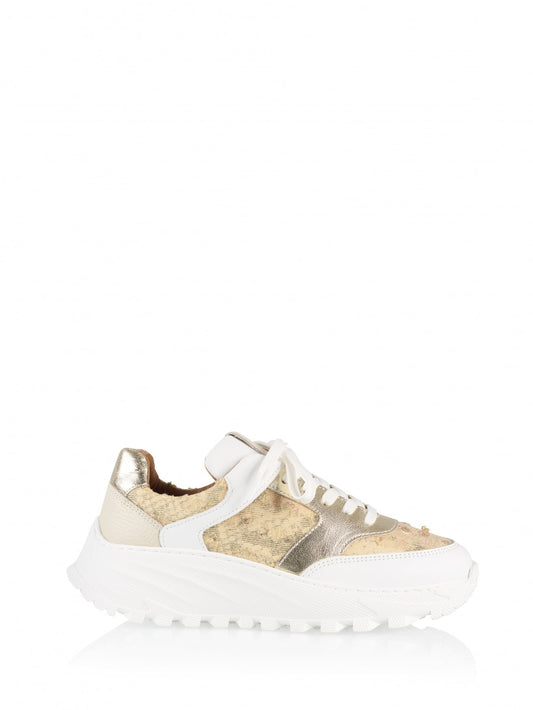 FAIRLIE snake - Sneakers | White / Champagne
