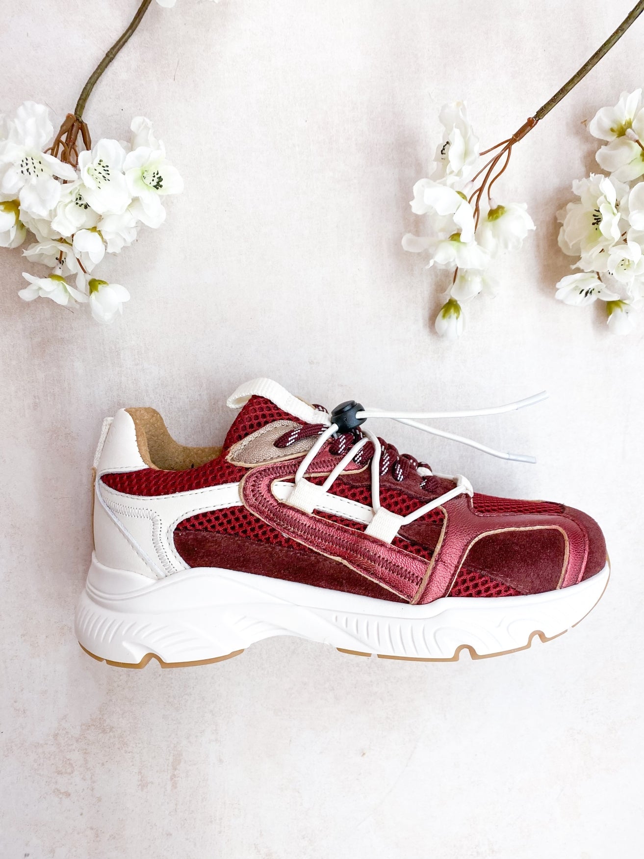 ISOLA KIDS Mesh-Sneaker | Bordeaux/Off-White
