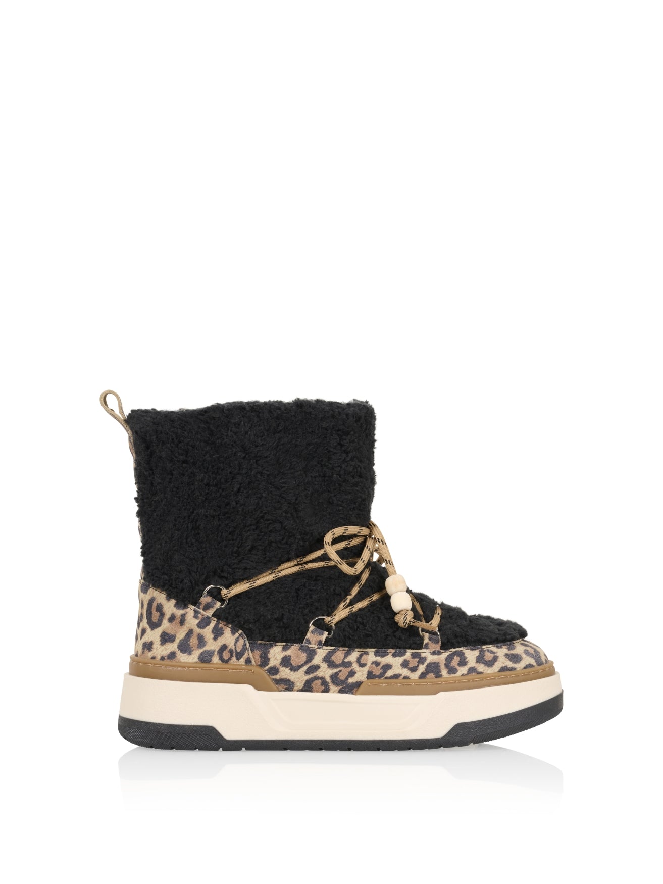 KOMI teddy leopard - Enkellaarsjes | Black / Cognac