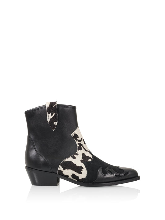 LUCCA cow hair on - Westernboots | Black / White
