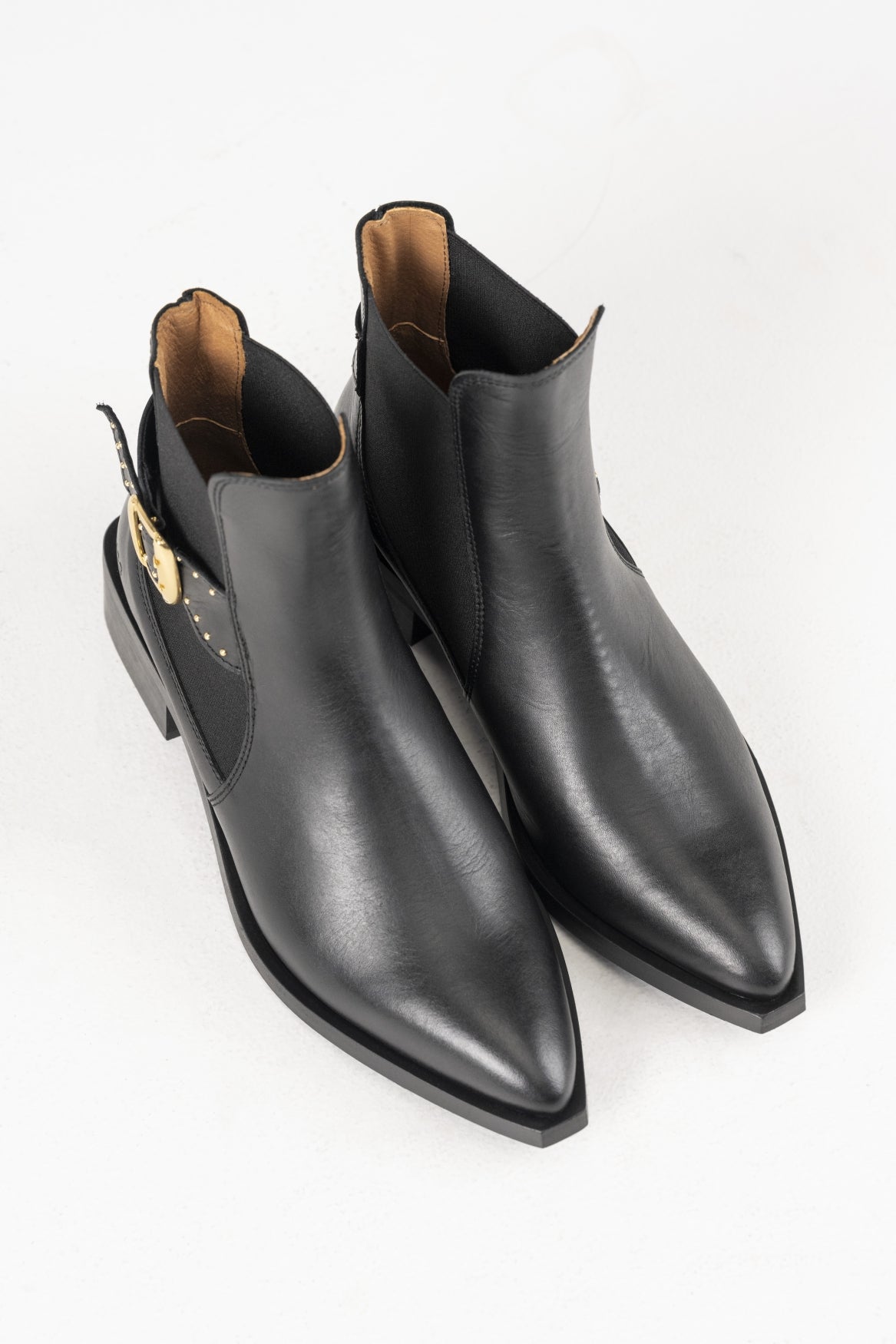 LUND leer - Enkellaarsjes | Black