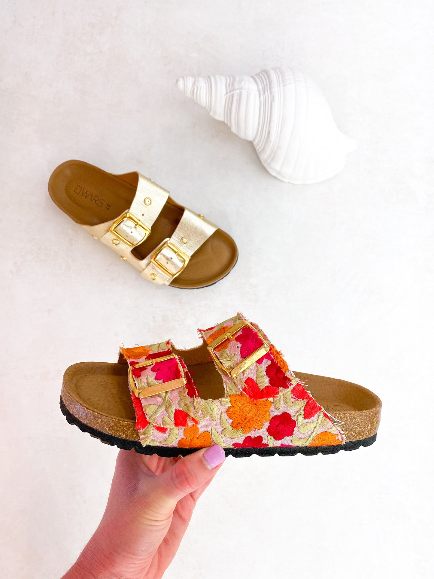 MADEIRA embroidery - slippers | Orange / Red