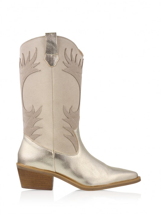 MESSINA metallic - Westernboots | Sand / Champagne