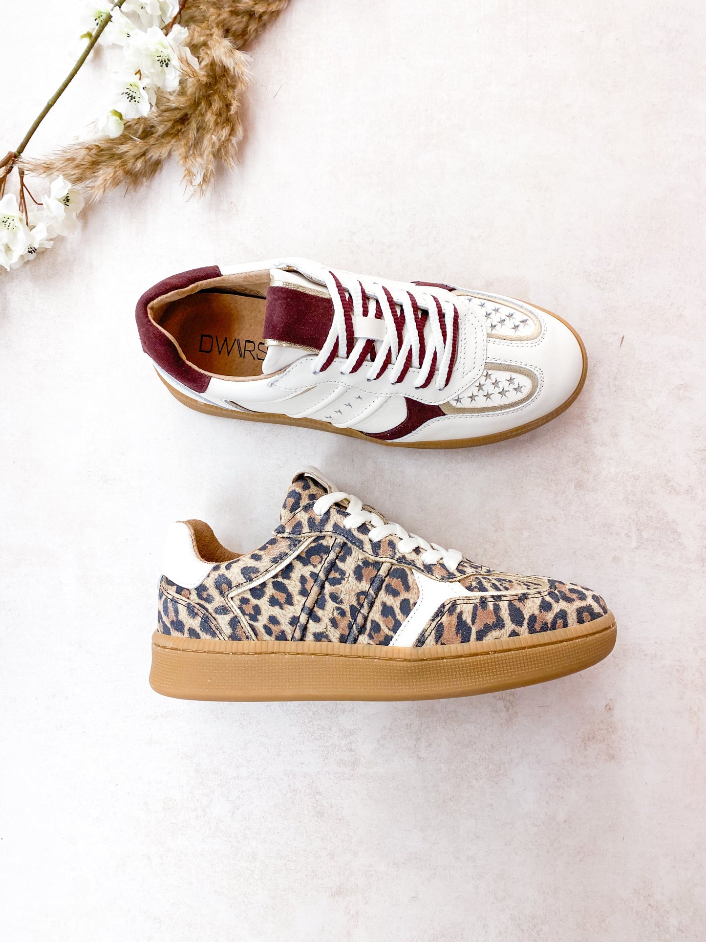 MIRABEL leer - Sneakers | Off white / Bordeaux