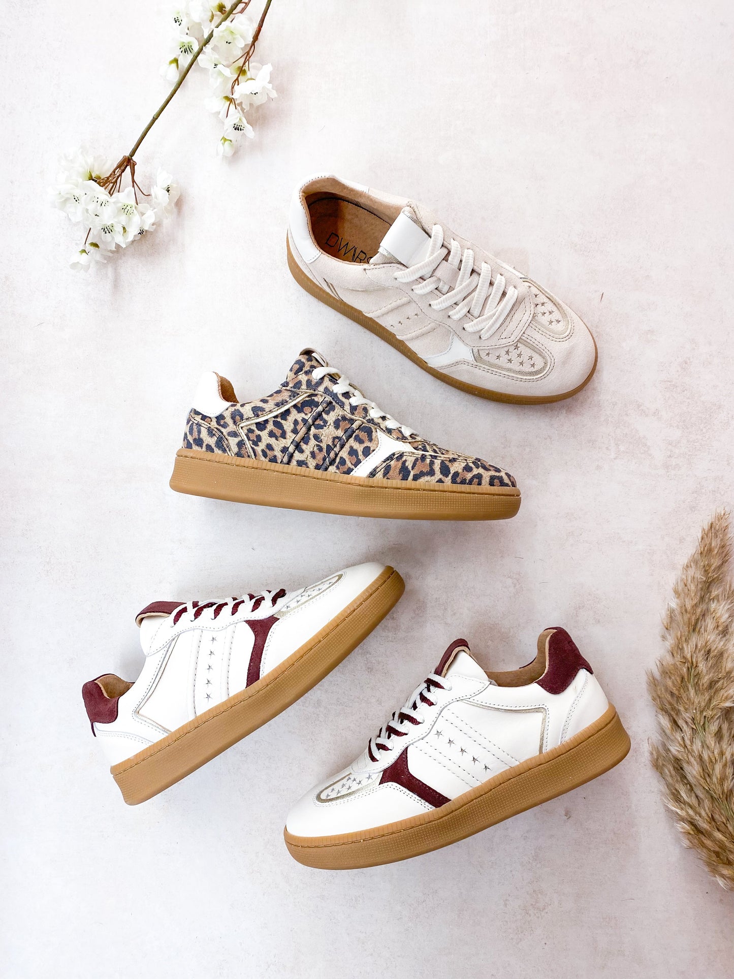 MIRABEL leer - Sneakers | Off white / Bordeaux