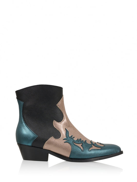 MONKEY metallic - Westernboots | Black / Petrol