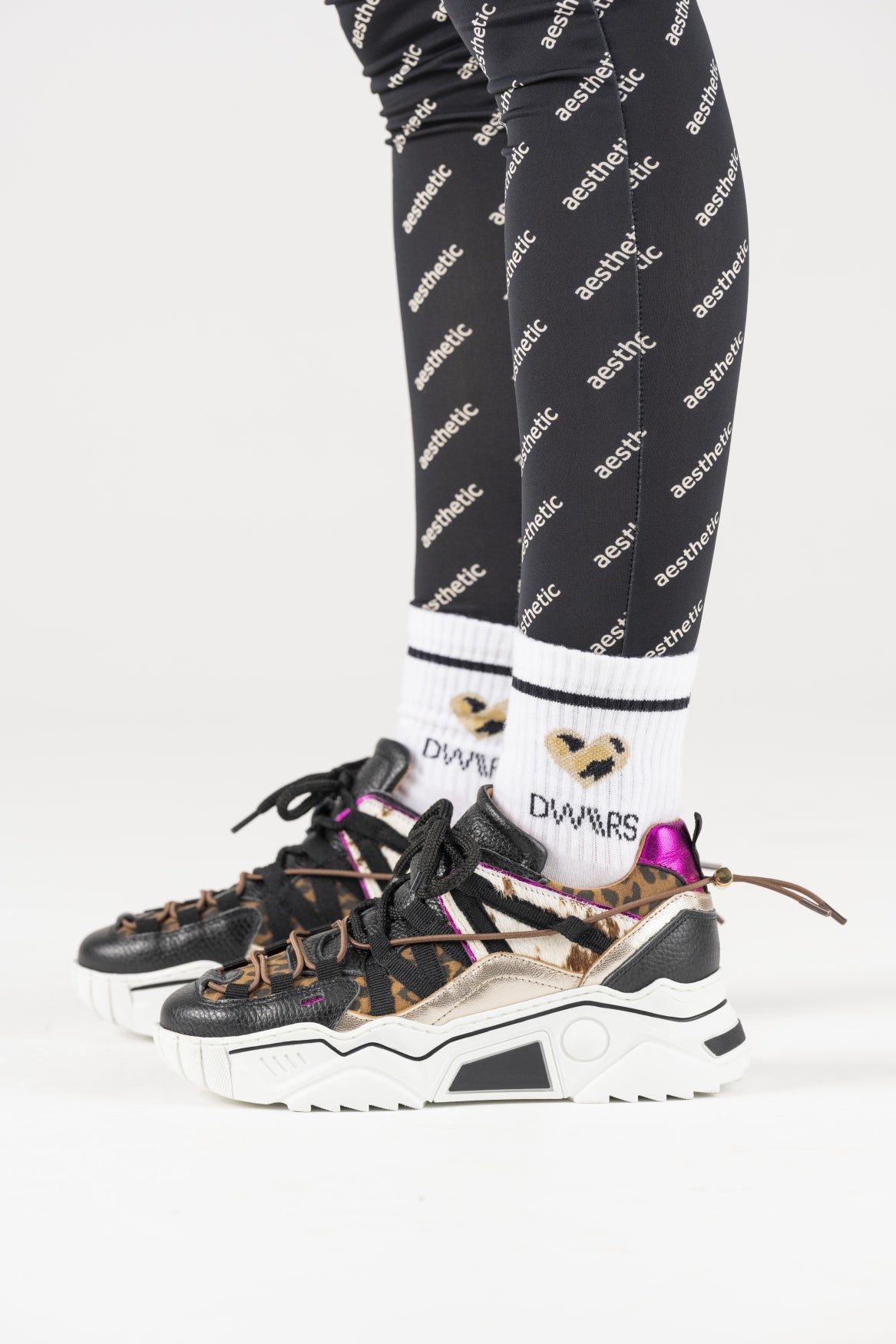 LYLA SOCKS LEOPARD - Sokken | White