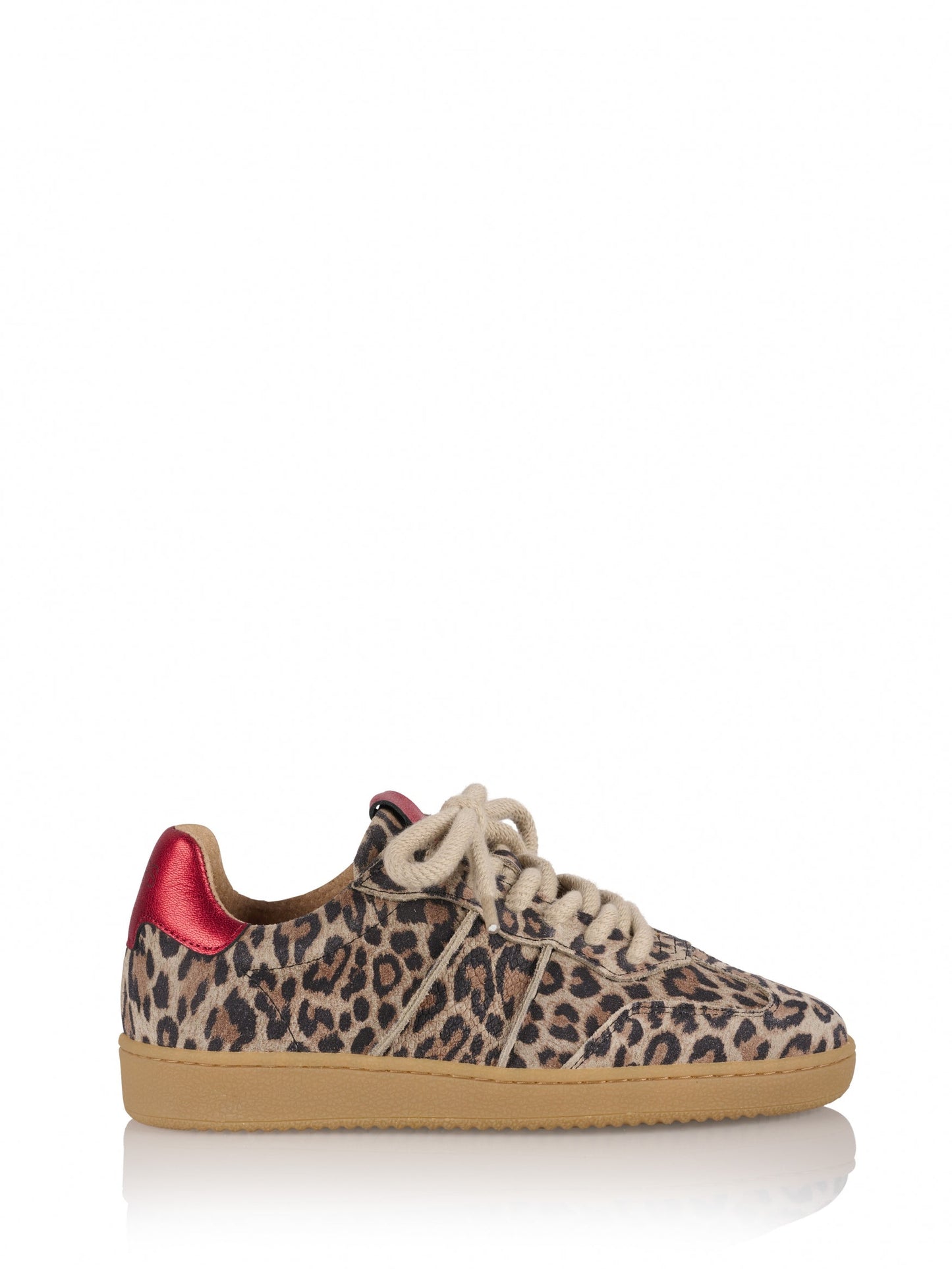 POONA Leopard-Sneaker | Beige/Rot