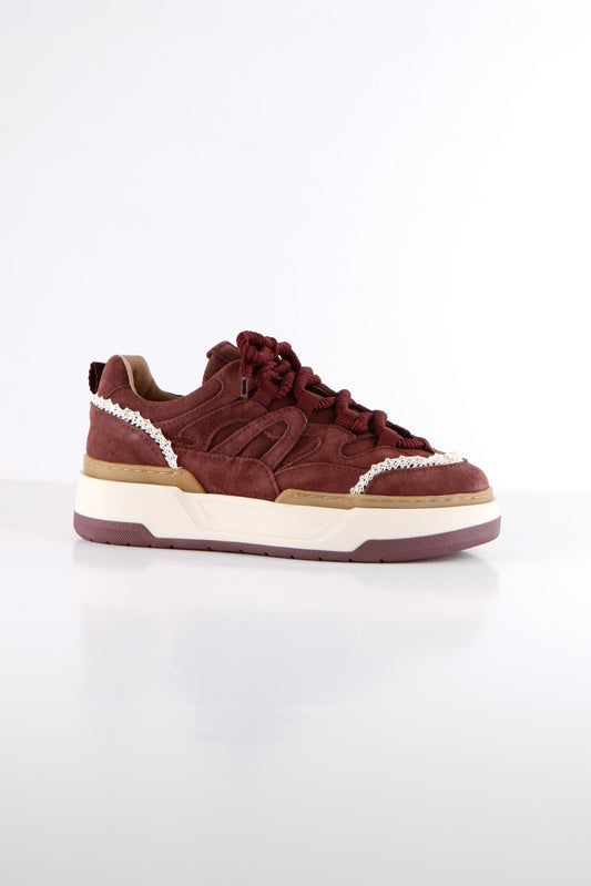 WALTON crochet - Sneakers | Bordeaux / Off White