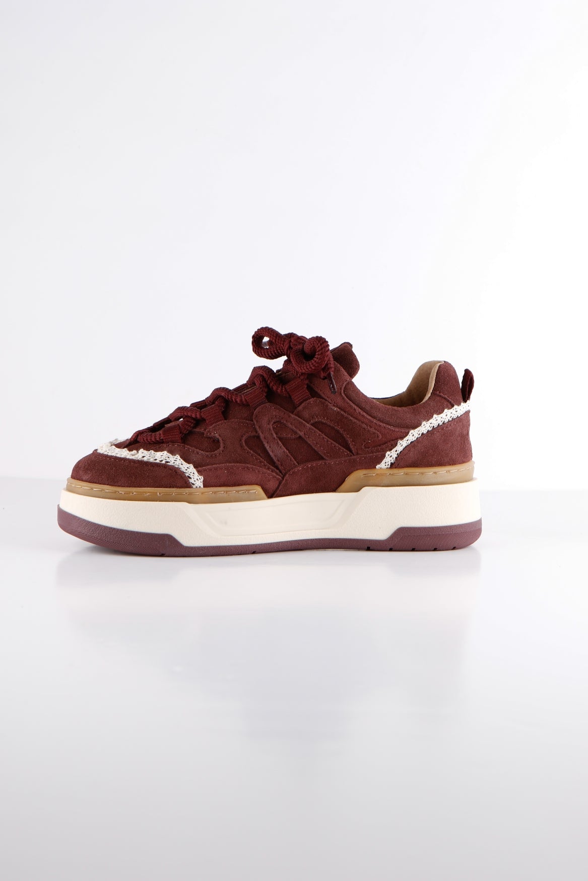 WALTON crochet - Sneakers | Bordeaux / Off White