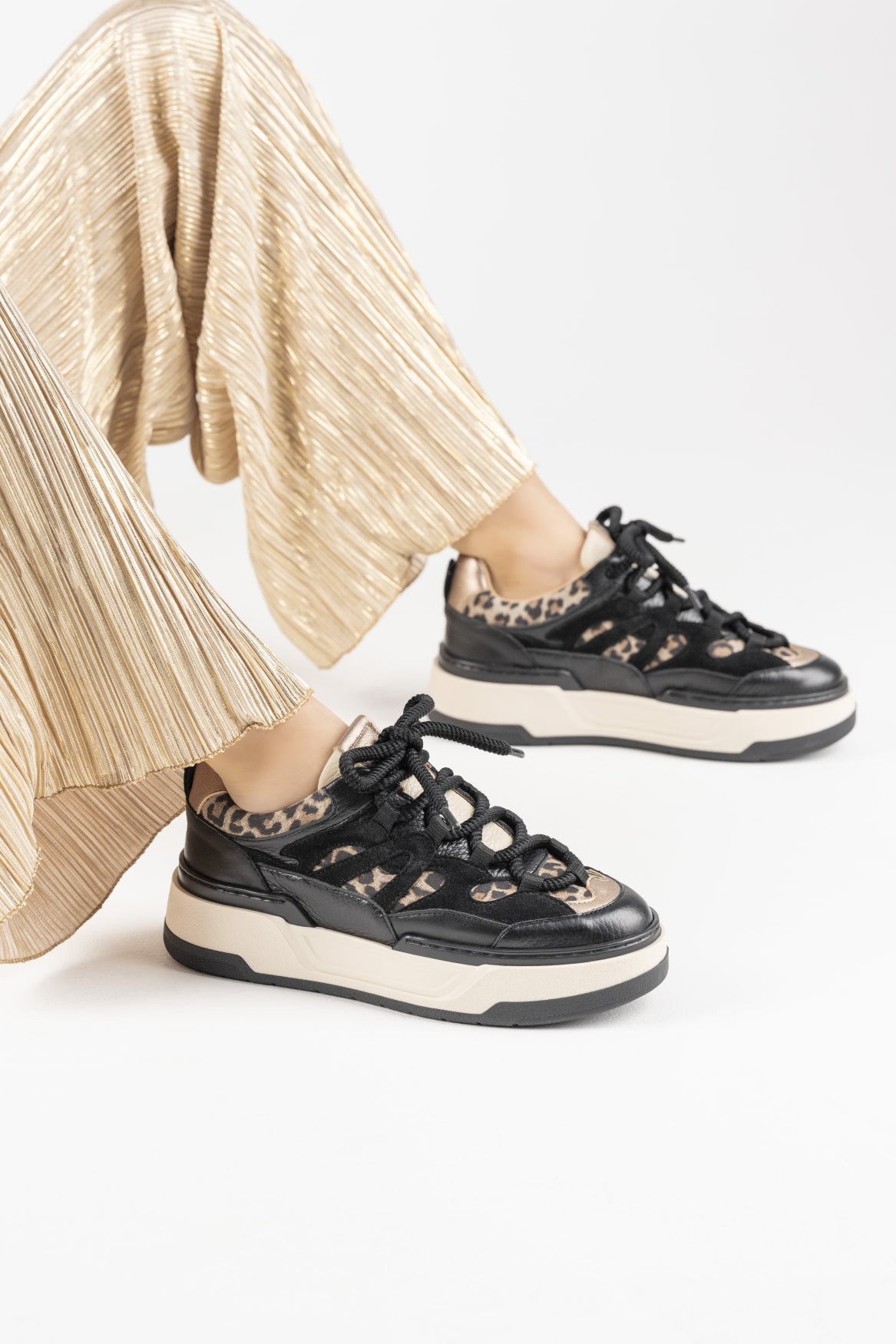 WALTON Leopard-Sneaker | Schwarz/Beige